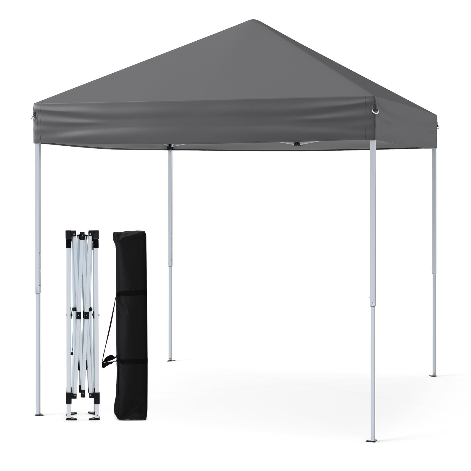 LIVSK Pop-up Tuinhuisje - Oxford Stof met Zilveren Coating - UPF 50+ Zonbescherming - Verstelbare Hoogte 220-240 cm - Grijs