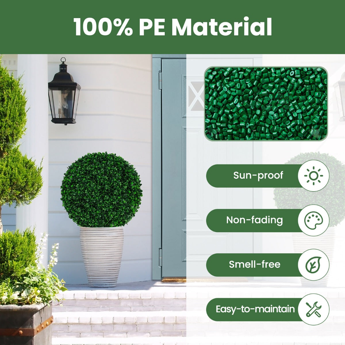 LIVSK Kunstmatige Buxusbollen - 52 cm - Realistische Topiary - UV-bestendig - Eenvoudige Installatie - Voor Bruiloft - Groen