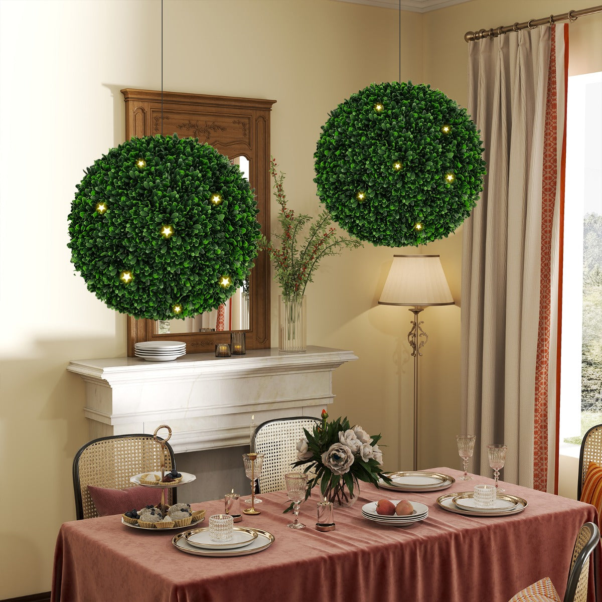 LIVSK Kunstmatige Buxusbollen - 52 cm - Realistische Topiary - UV-bestendig - Eenvoudige Installatie - Voor Bruiloft - Groen