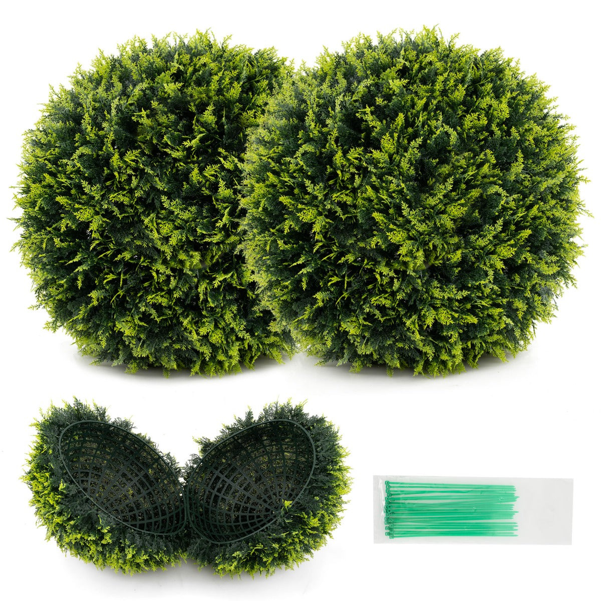LIVSK 2 Kunstmatige Cederhouten Topiarybollen - Onderhoudsvrij - Eenvoudige Installatie - Voor Binnen en Buiten - Ø 55 cm - Groen