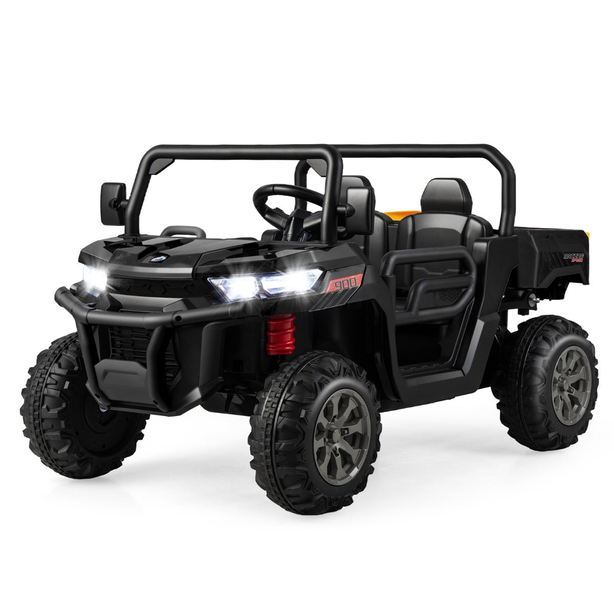 LIVSK 12V Kiepwagen voor Kinderen - Afstandsbediening - Automatische Kiepbak - Geschikt voor 2 Kinderen tot 50 kg - Zwart