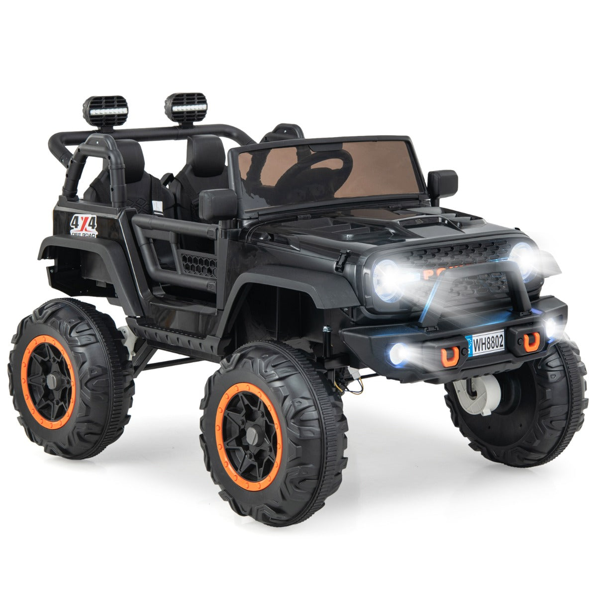 LIVSK 2-zits elektrische kinderauto met afstandsbediening - LED-verlichting - 4 motoren - Veiligheidsgordel - 122 x 86 x 83 cm -