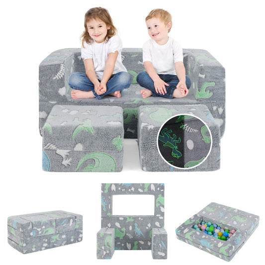 LIVSK Modulaire Speelbank voor Kinderen - Machinewasbaar - Lichtgevende Patronen - Comfortabel Schuim - 100 x 50,5 x 40 cm -