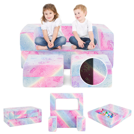 LIVSK Opvouwbare Speelbank voor Kinderen - Lichtgevend Flanel - Machinewasbare Hoes - Veilig en Ondersteunend - 100 x 50,5 x 40