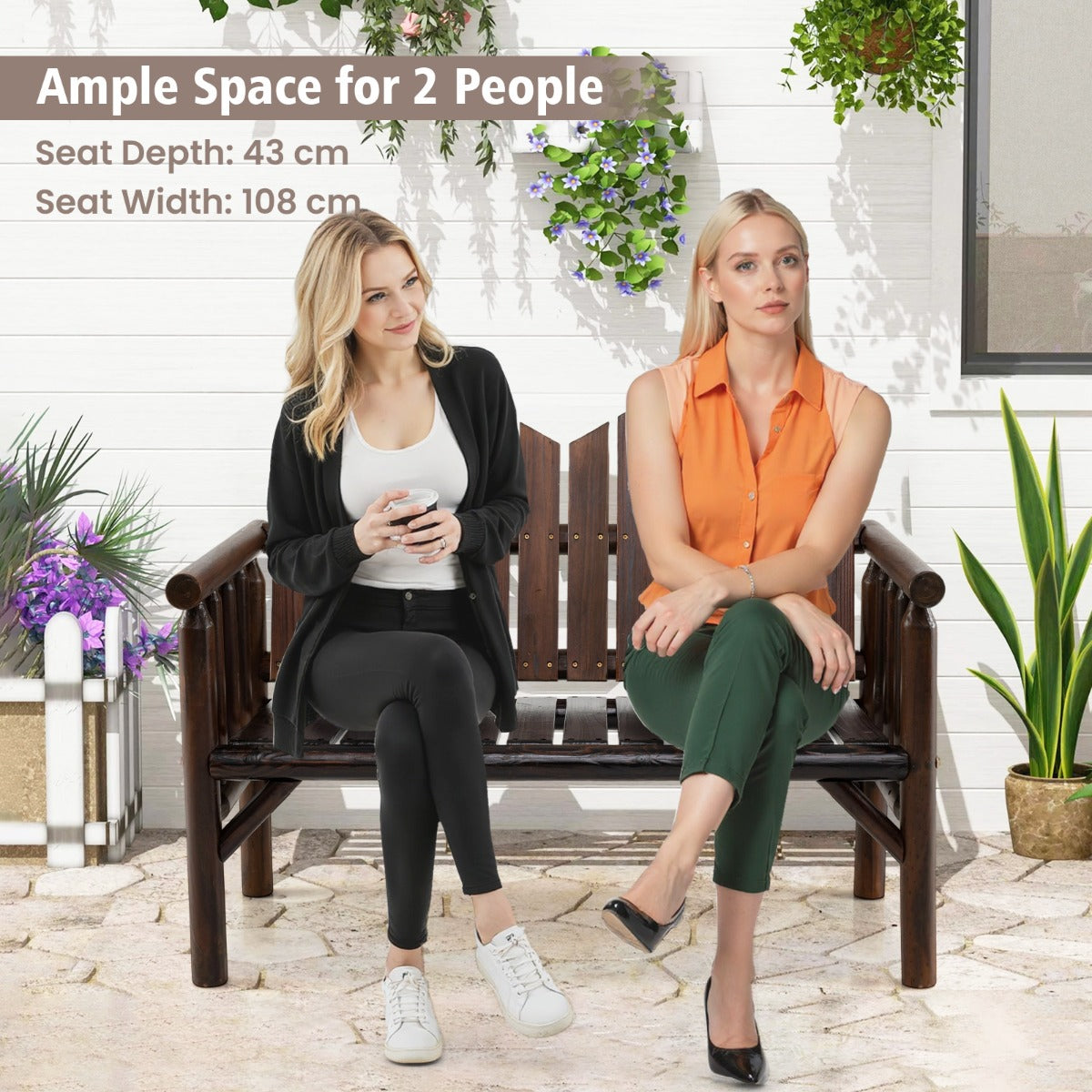 LIVSK Houten Loveseat voor Buiten - Massief Sparren- en Dennenhout - Ergonomische Rugleuning - Tot 300 kg - Donkerbruin