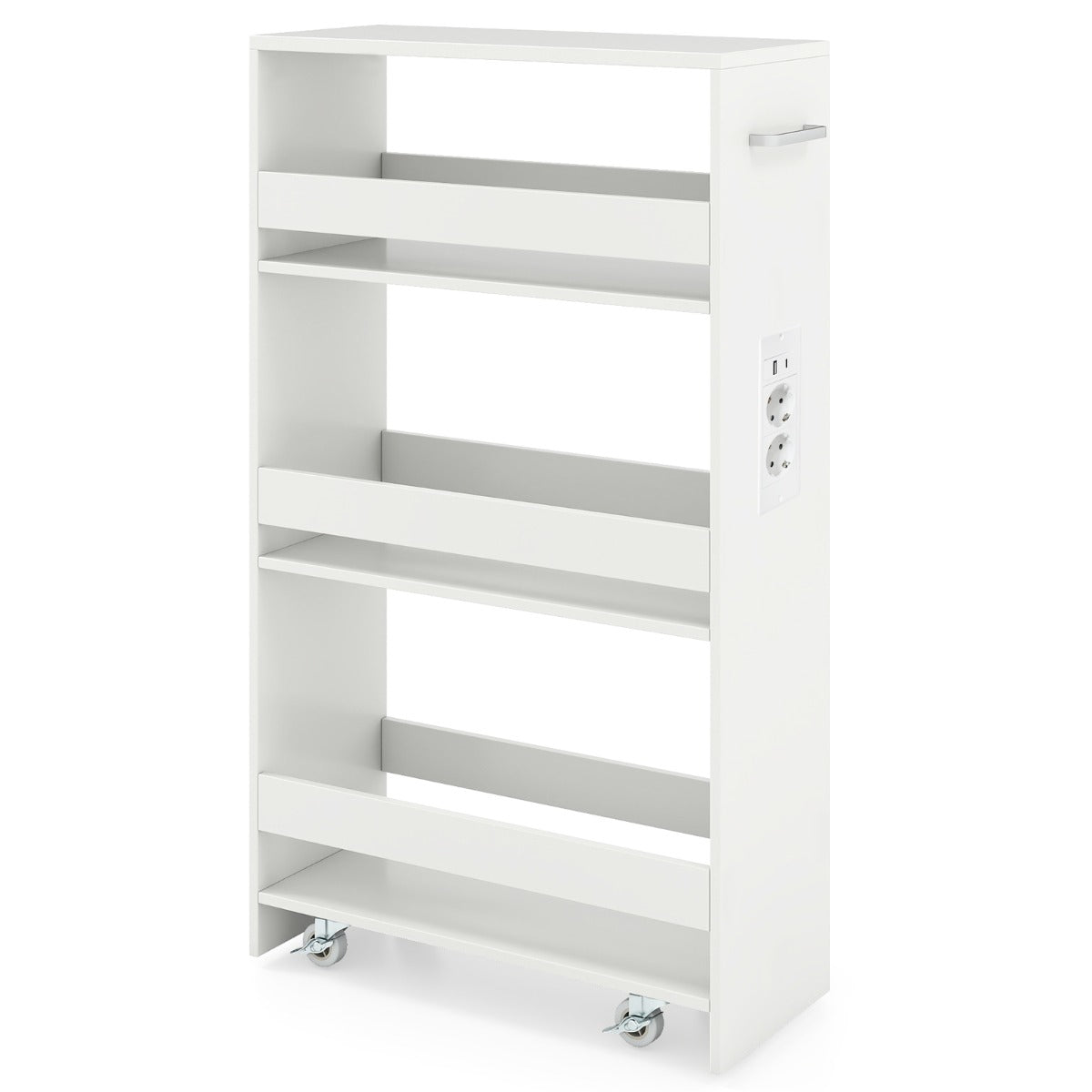 Livsk costway 20 cm smalle opbergkar met oplaadstation 4 laags mobiele keukenkar 1 1