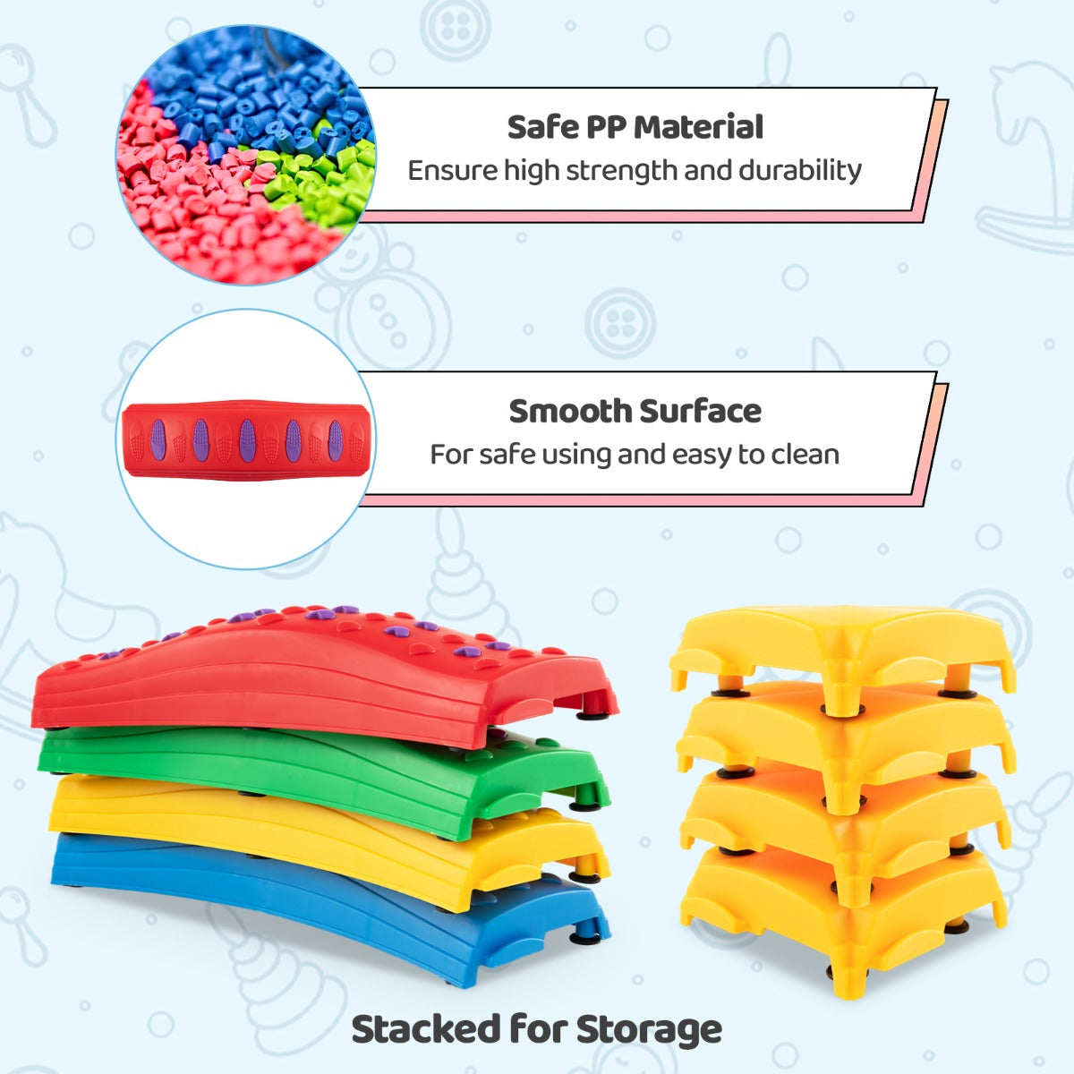 LIVSK 20 Stuks Kinderbalanceerbalken - Stimuleert Balans en Coördinatie - Antislip Pads - Draagvermogen 80 kg - Macaron-groen