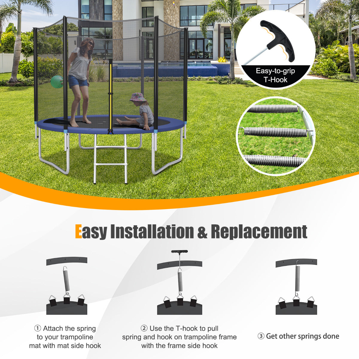 LIVSK Trampolineveren - Gegalvaniseerd Staal - Roestbestendig - Hoge Elasticiteit - Eenvoudige Installatie - 14 cm - Zilver