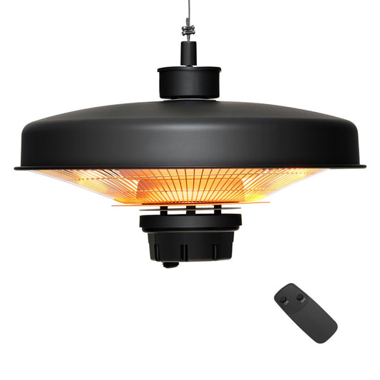LIVSK Hangende Terrasverwarmer - 2000W Infrarood - Afstandsbediening - IP65 Waterdicht - Verstelbare Hoogte - Zwart