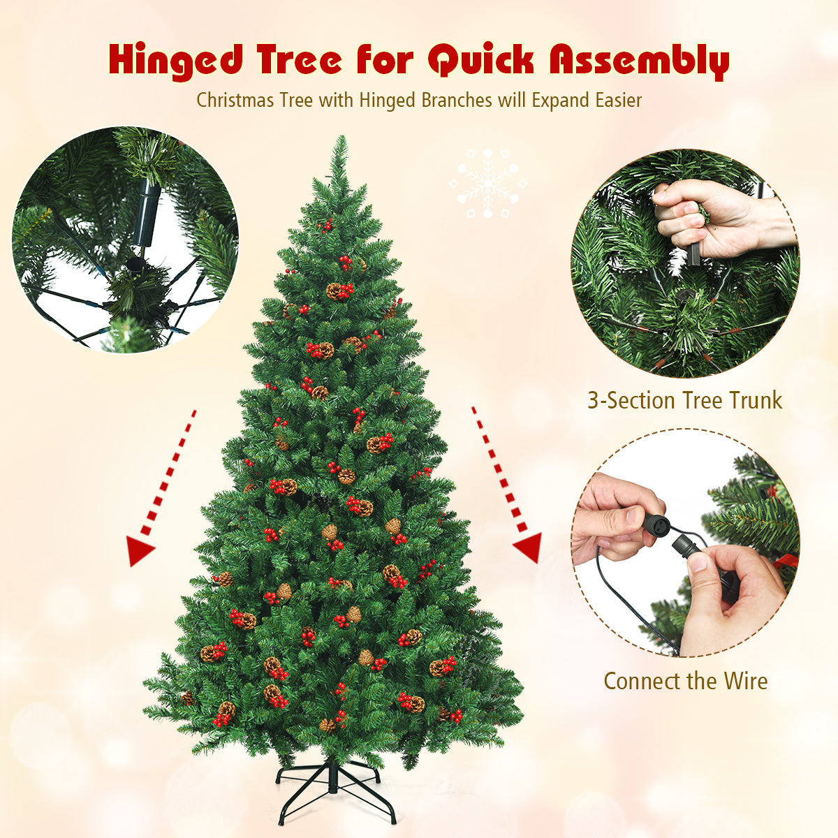 LIVSK Kunstkerstboom - 1100 Takken - 450 LED-lampjes - Opvouwbaar met Stabiele Standaard - 115 x 200 cm - Groen