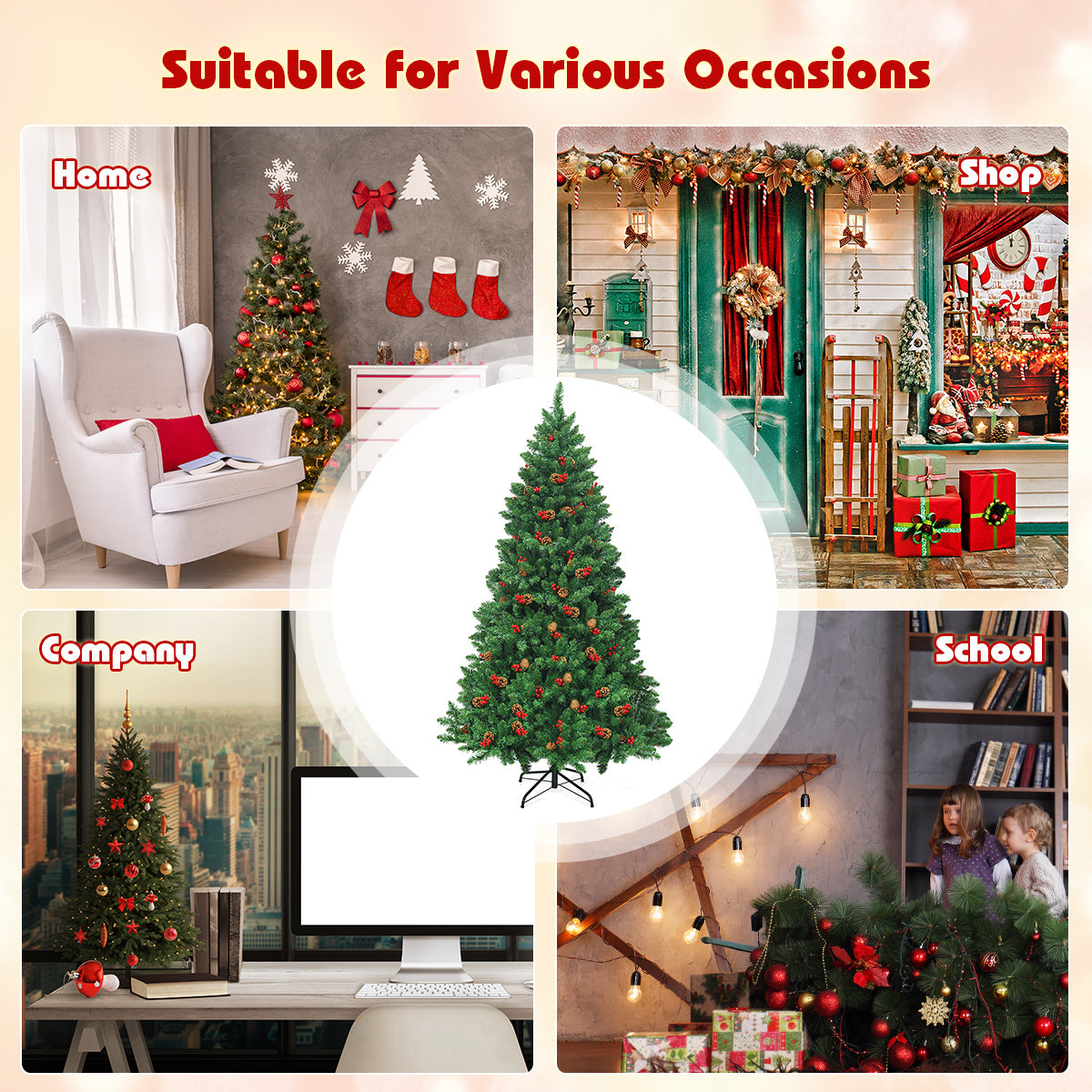 LIVSK Kunstkerstboom - 1100 Takken - 450 LED-lampjes - Opvouwbaar met Stabiele Standaard - 115 x 200 cm - Groen