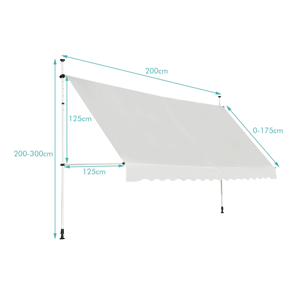 LIVSK Oprolbaar Zonnescherm - Verstelbaar Aluminium Frame - Weerbestendig Oxford Doek - Eenvoudige Installatie - Beige