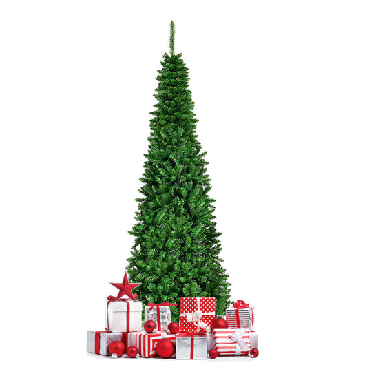 LIVSK Voorverlichte Potlood Kerstboom - 200 cm - 250 Warm Witte LED-lampjes - 708 Takken - Ruimtebesparend - Groen