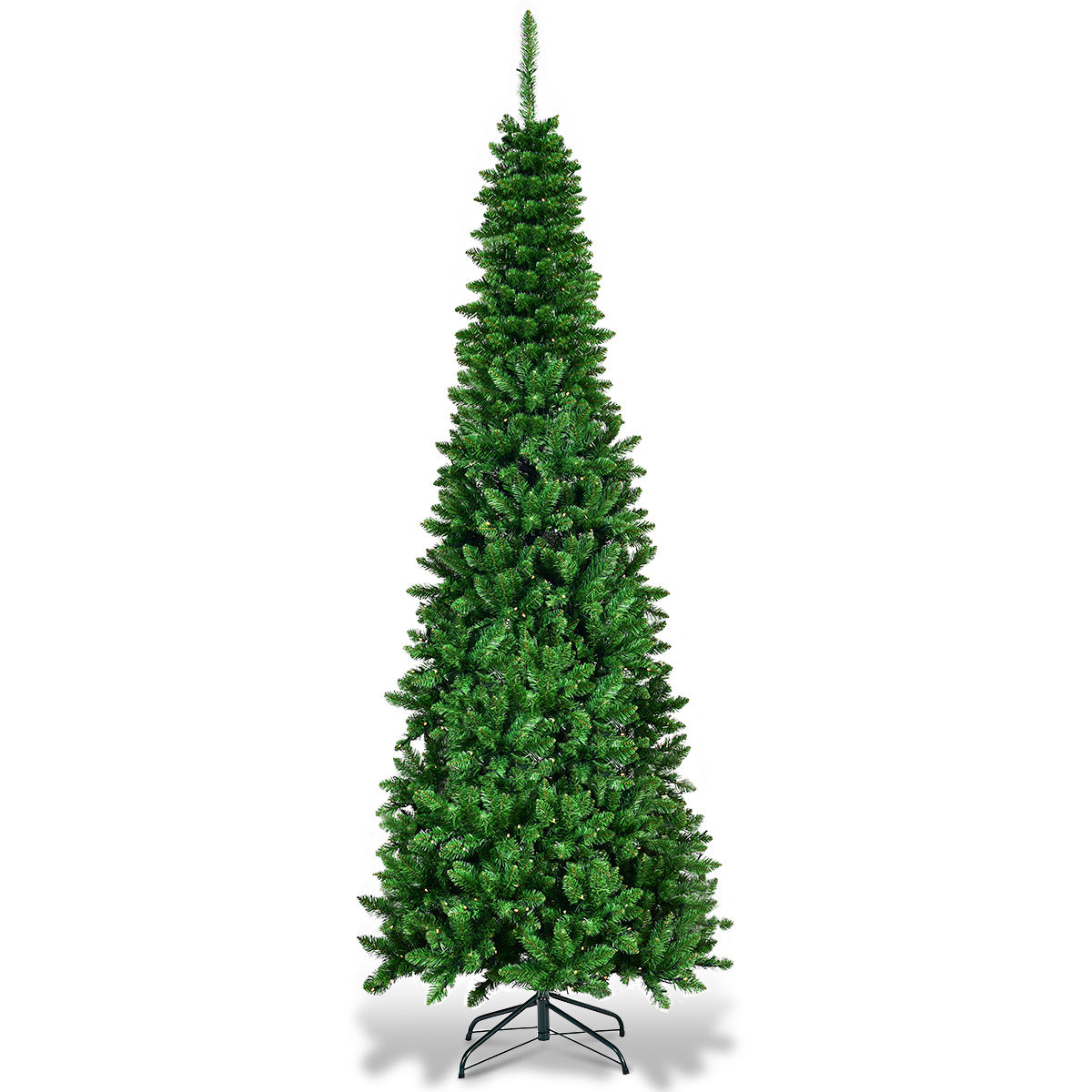 LIVSK Voorverlichte Potlood Kerstboom - 200 cm - 250 Warm Witte LED-lampjes - 708 Takken - Ruimtebesparend - Groen