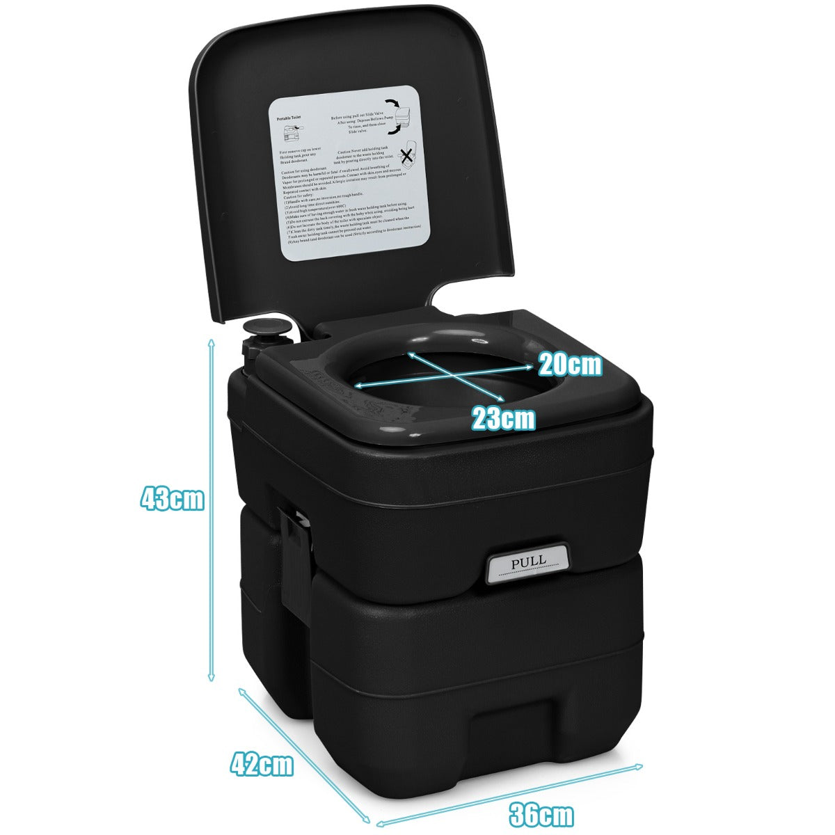 Livsk costway 20l 12l draagbaar kampeertoilet met afneembare afvalreservoir zwart 2