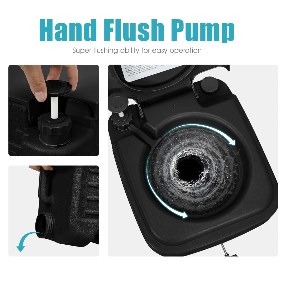 Livsk costway 20l 12l draagbaar kampeertoilet met afneembare afvalreservoir zwart 6