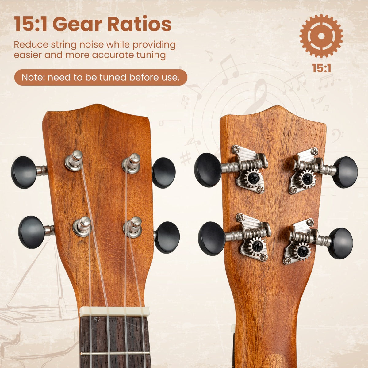 Livsk costway 21 inch ukelele mahoniehouten ukeleleset met draagtas plectrum verstelbare riem en extra nylon snaren 3