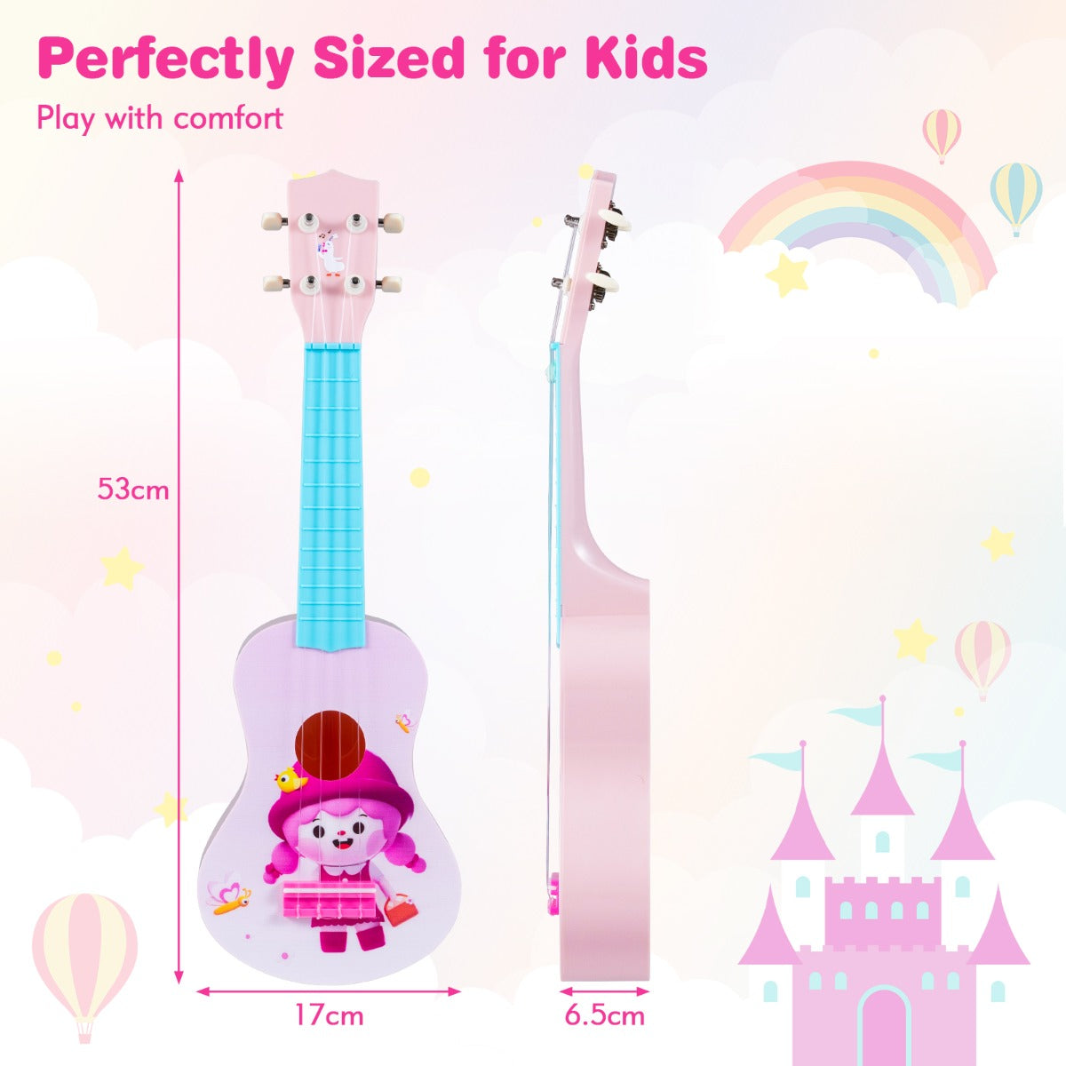 Livsk costway 21 inch ukelele voor kinderen mini speelgoedukelele met 4 nylon snaren en 12 frets voor beginners 2