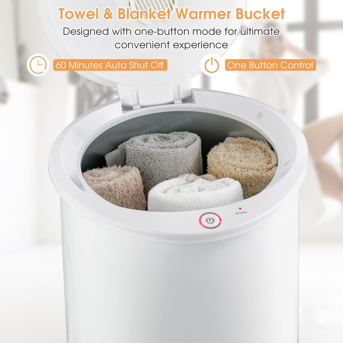 Livsk costway 21 liter handdoekverwarmer in emmerstijl elektrische badhanddoekverwarmer met led verlichting 2