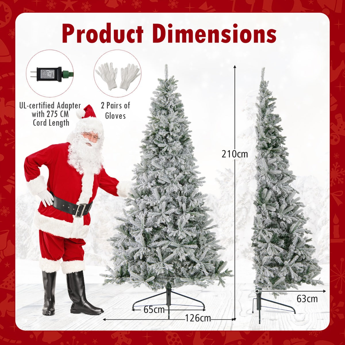LIVSK Kerstboom 210 cm - Halfbewerkte Takpunten - Voorverlicht met 240 LED - 9 Verlichtingsmodi - Duurzaam en Veilig - Wit+Groen