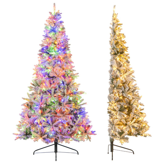 LIVSK Kerstboom 210 cm - Halfbewerkte Takpunten - Voorverlicht met 240 LED - 9 Verlichtingsmodi - Duurzaam en Veilig - Wit+Groen