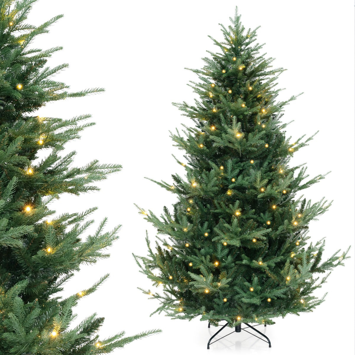 Livsk costway 210 cm kerstboom kunstmatige kerstboom met 830 pvc takken opvouwbare decoratieboom
