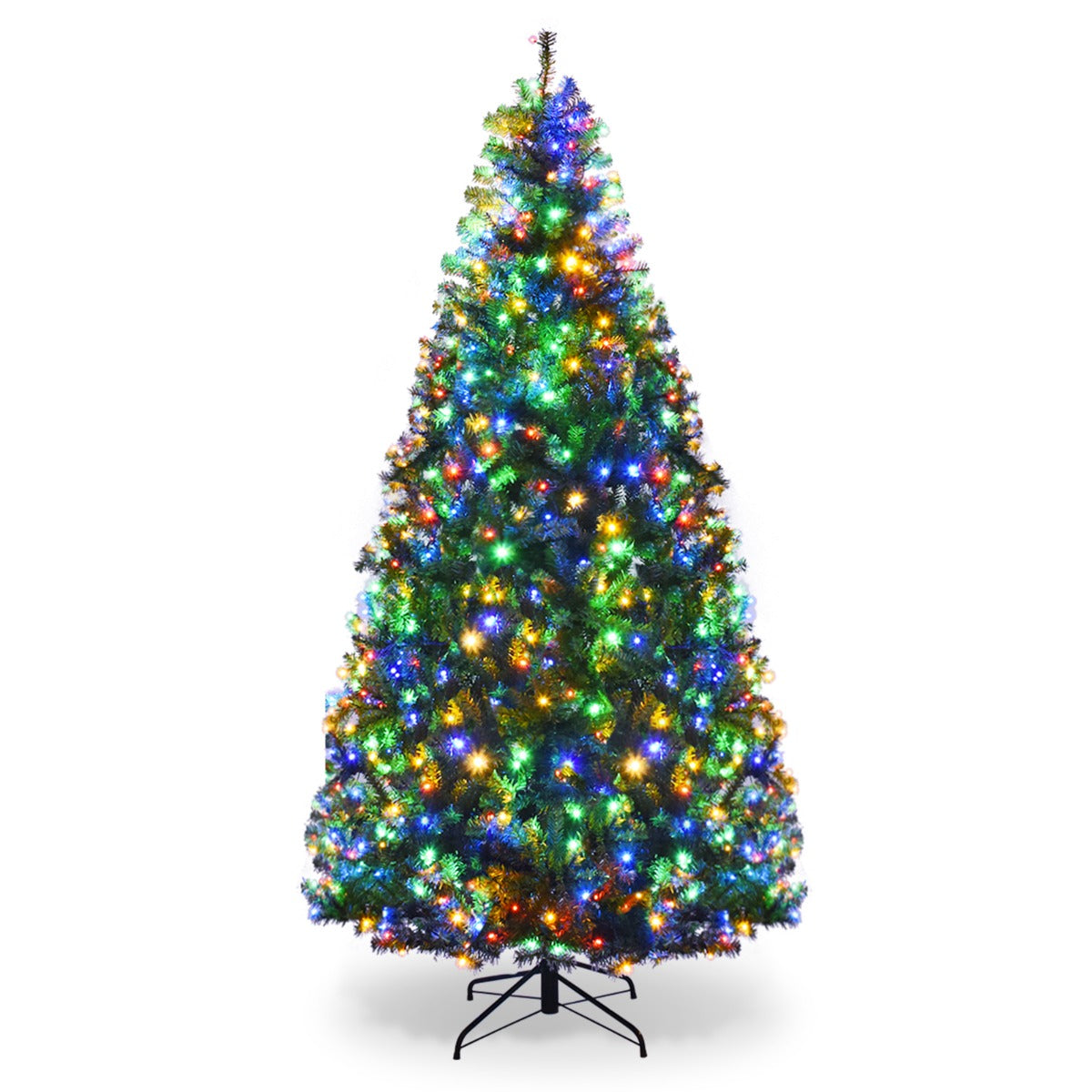 LIVSK Verlichte Kunstkerstboom 210 cm - 150 Meerkleurige LED-lichten - 11 Verlichtingsmodi - Metalen Standaard - Groen