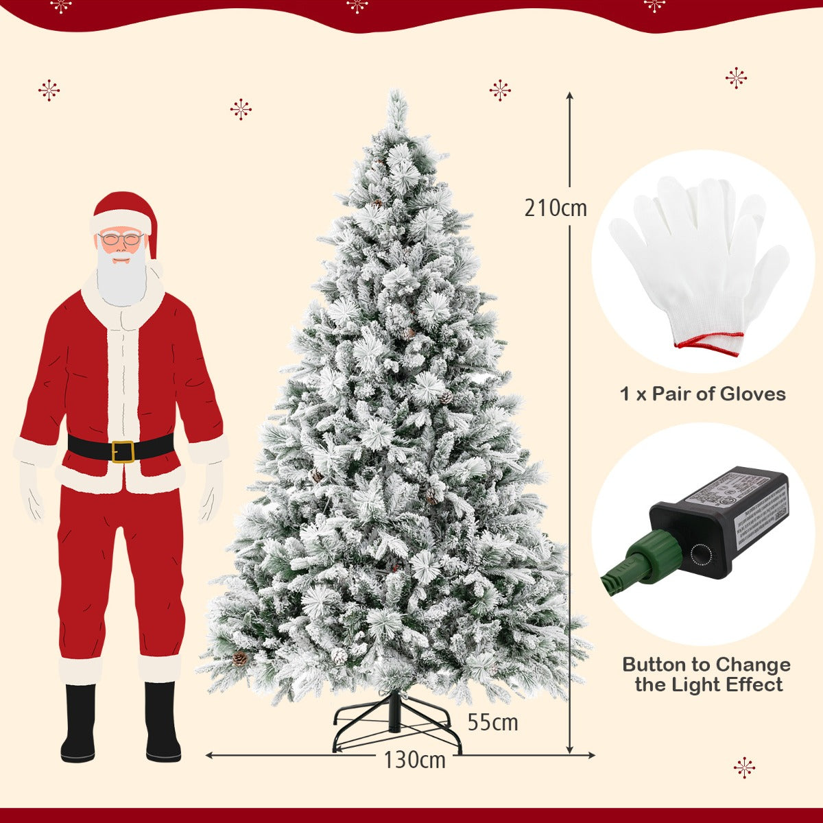 LIVSK 210 cm Kunstkerstboom - 1270 Takken - 320 LED-lampen - 4 Kleuren - 8 Modi - Eenvoudige Opbouw - Groen