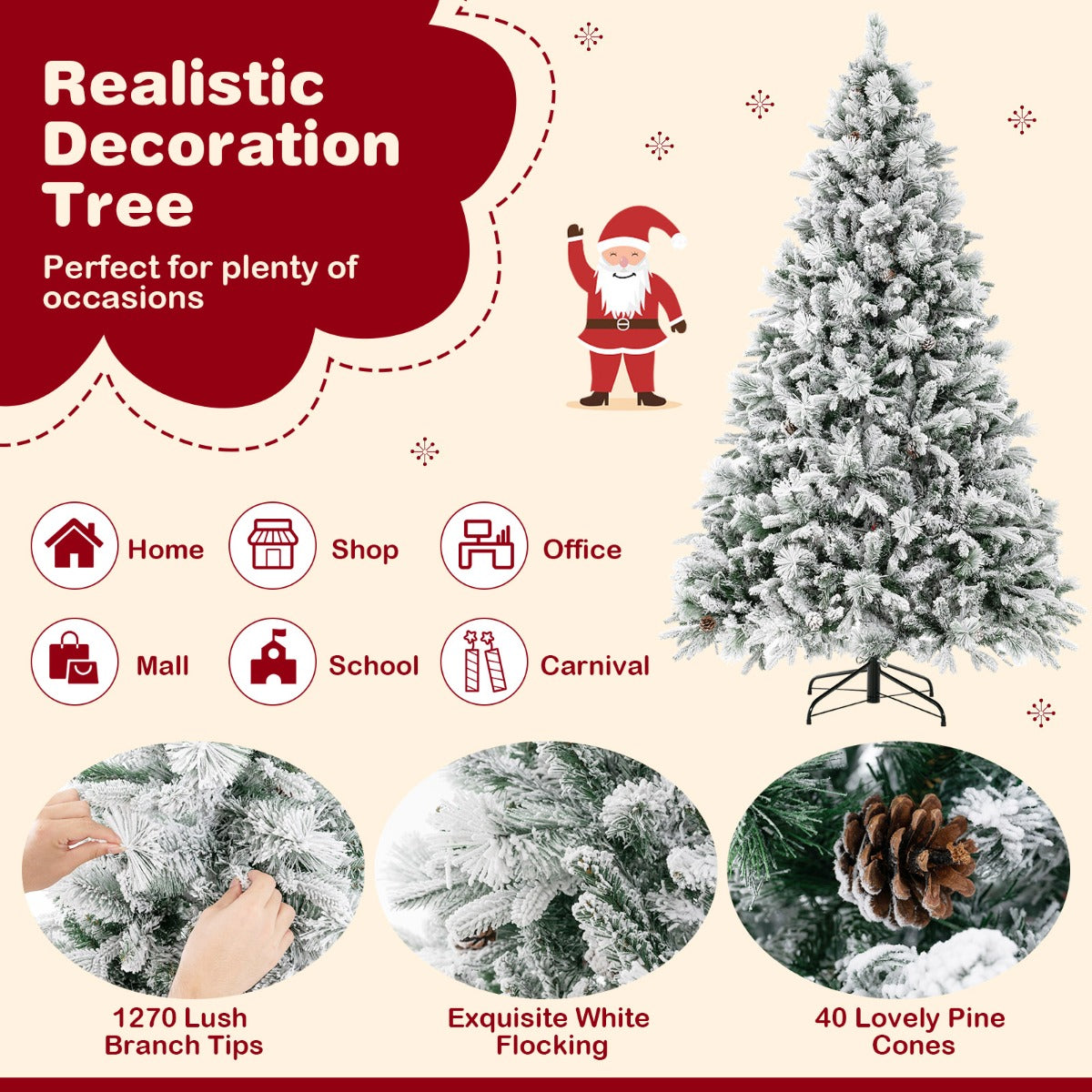 LIVSK 210 cm Kunstkerstboom - 1270 Takken - 320 LED-lampen - 4 Kleuren - 8 Modi - Eenvoudige Opbouw - Groen