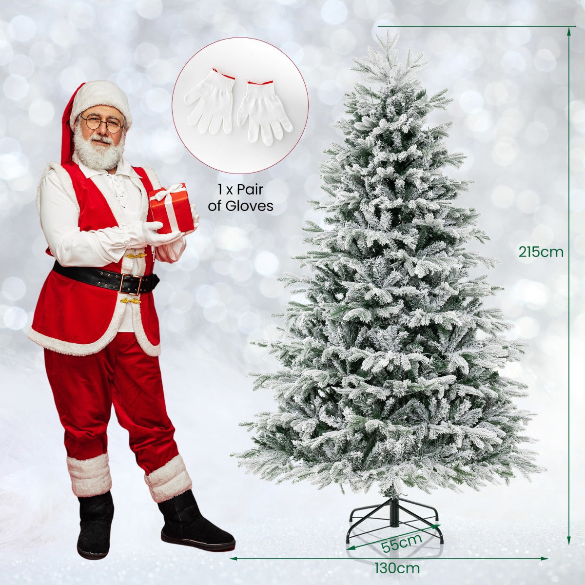 LIVSK Kunstkerstboom 180 cm - 1022 Takken - 350 Warmwitte LED-lampen - Duurzaam en Veilig - Eenvoudige Installatie - Groen & Wit