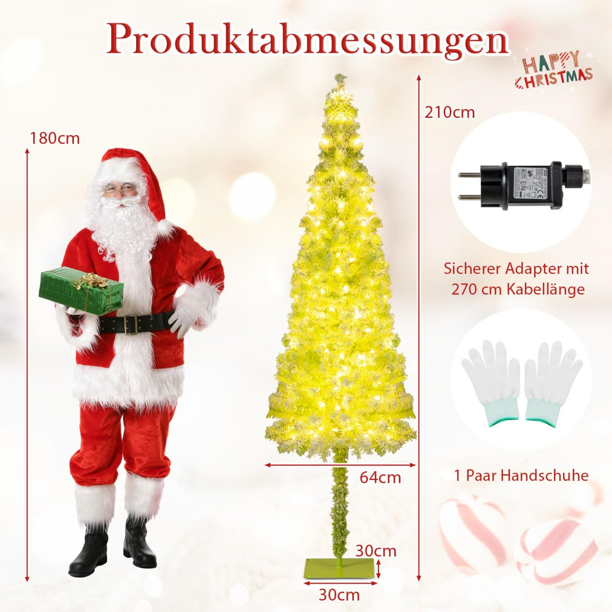 LIVSK Voorverlichte Kunstkerstboom - 210 cm - 366 Takpunten - 160 LED-lampen - 8 Verlichtingsmodi - Groen
