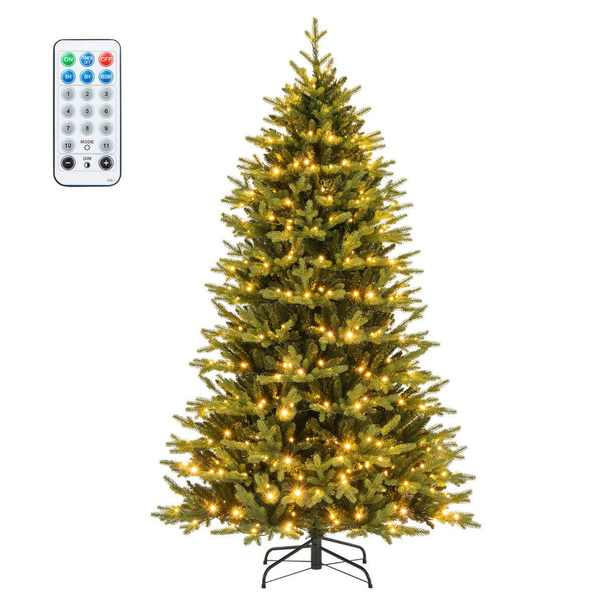 Livsk costway 210 cm kunstkerstboom met vooraf geinstalleerde verlichting met 164 644 boomtoppen en 470 led lampjes 1 1