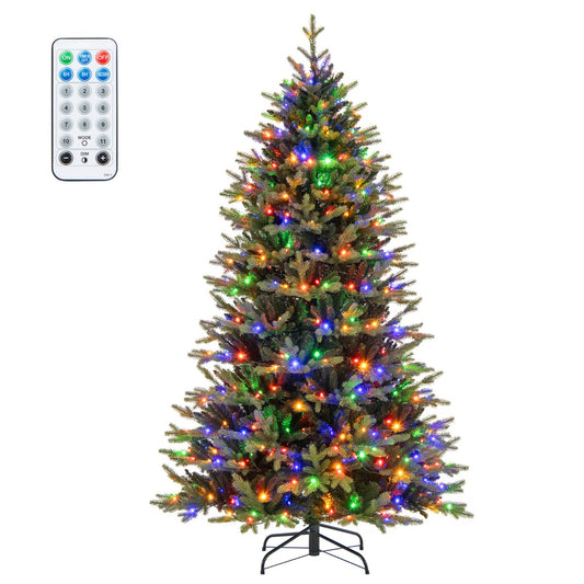 Livsk costway 210 cm kunstkerstboom met vooraf geinstalleerde verlichting met 164 644 boomtoppen en 470 led lampjes