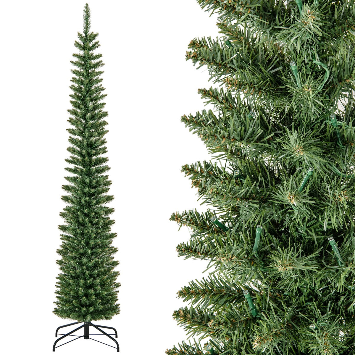 LIVSK Kunstkerstboom - Weelderige Takken - Warmwitte LED-Lampjes - Eenvoudige Installatie - 180 cm - Groen