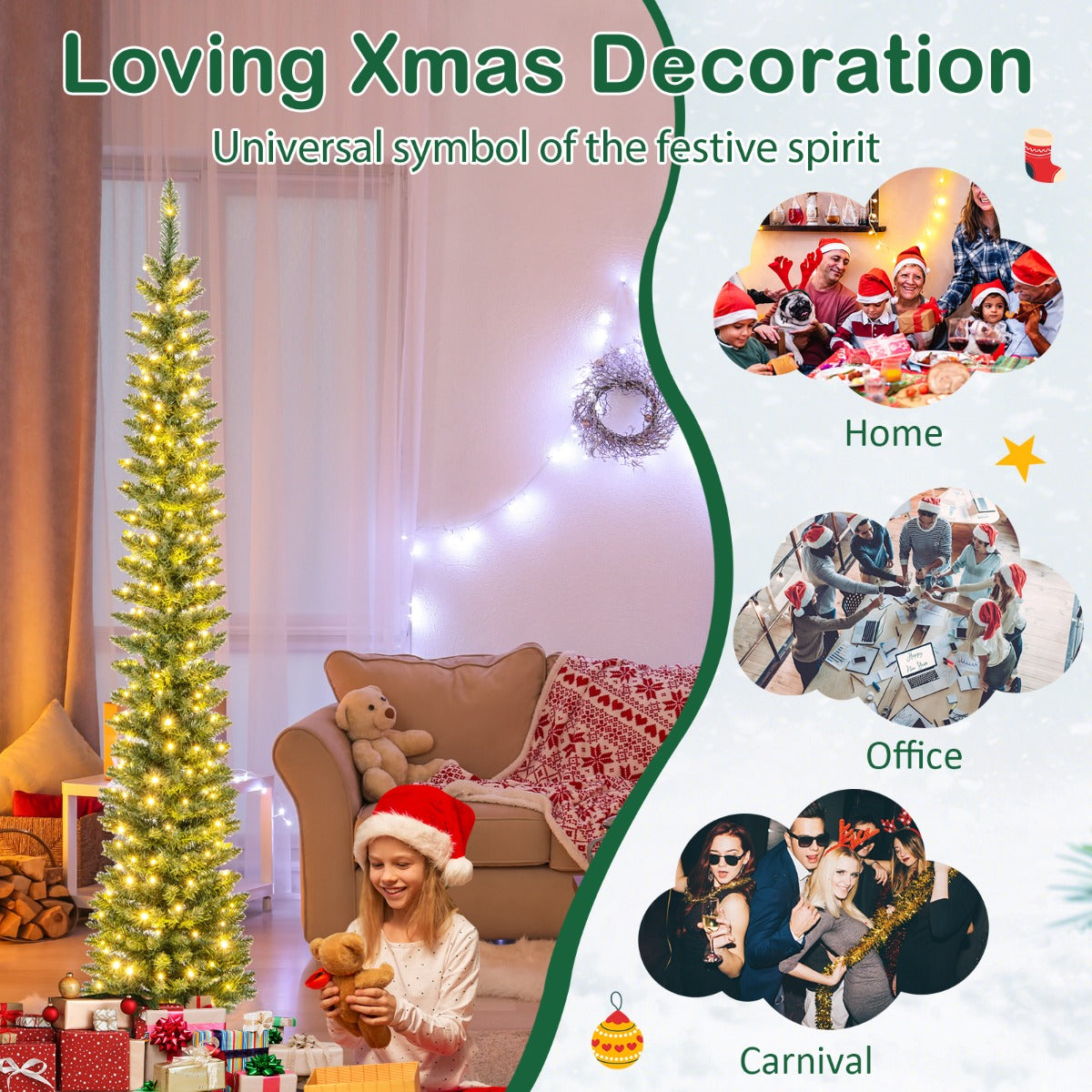 LIVSK Kunstkerstboom - Weelderige Takken - Warmwitte LED-Lampjes - Eenvoudige Installatie - 180 cm - Groen