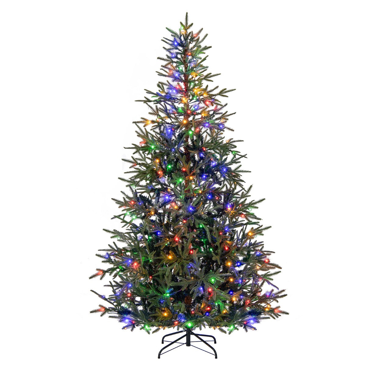 LIVSK Kunstkerstboom 210 cm - 678 Takpunten - 300 LED-lampen met 11 Lichtmodi - Brandwerend - Eenvoudige Montage - Groen