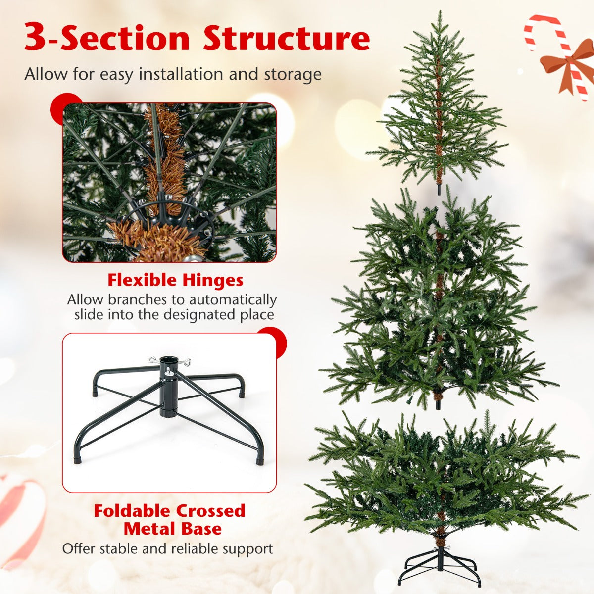 LIVSK Kunstkerstboom 210 cm - 678 Takpunten - 300 LED-lampen met 11 Lichtmodi - Brandwerend - Eenvoudige Montage - Groen