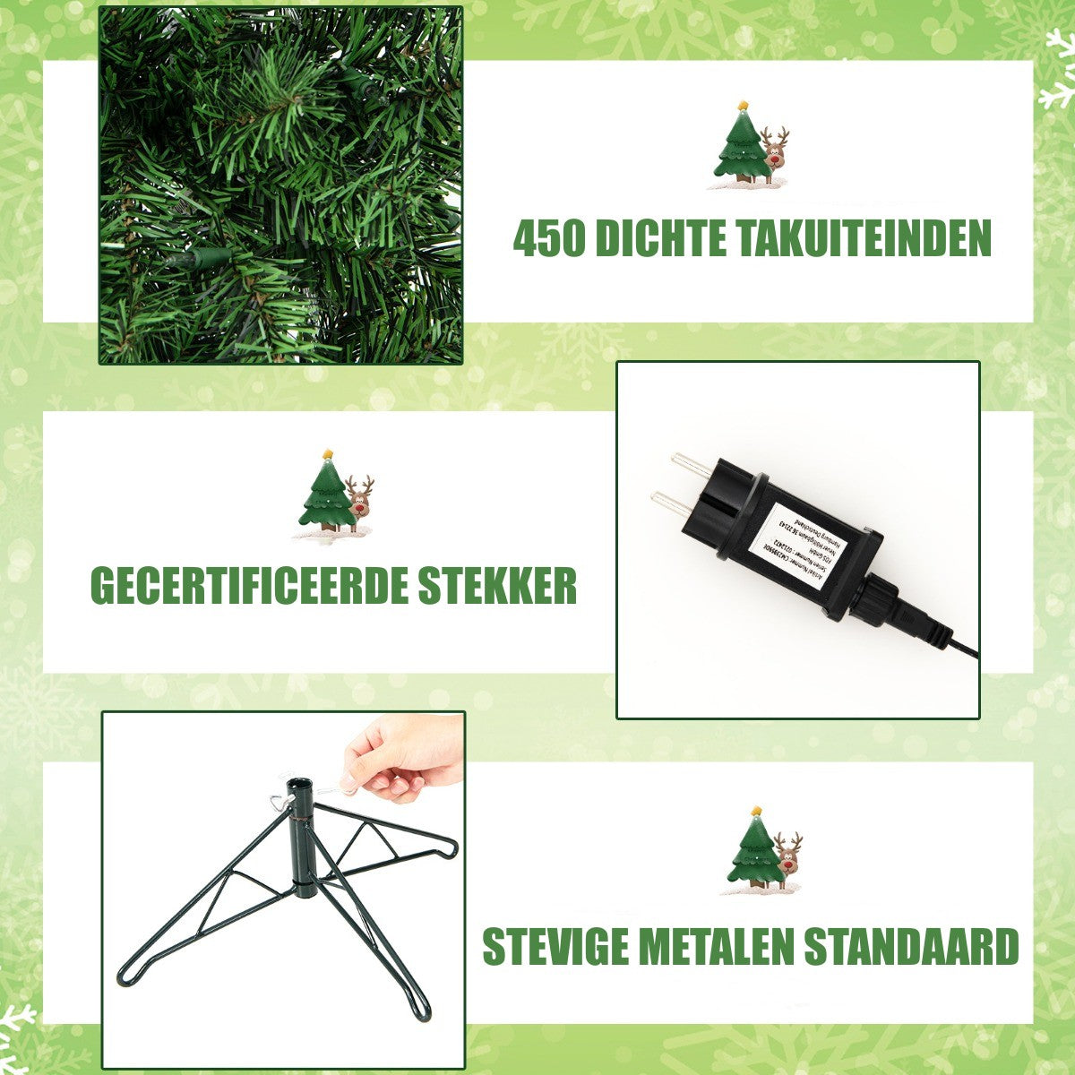 LIVSK Verlichte Halve Kerstboom - 150 LED-lampjes - 450 Takuiteinden - Ruimtebesparend - 60 x 210 cm - Groen