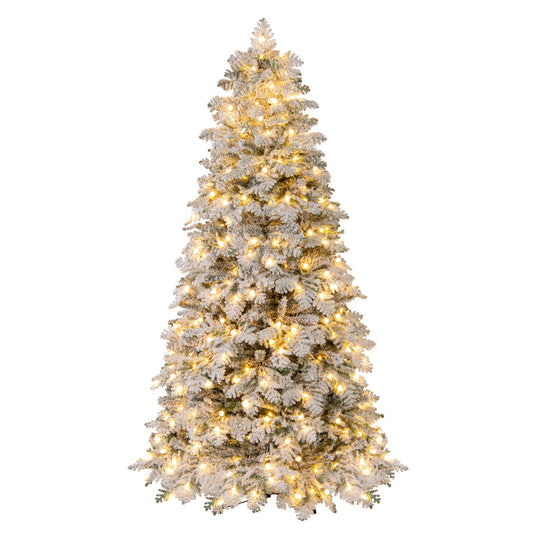 LIVSK Kunstmatige Kerstboom - Voorgemonteerd met 806 Takken - 320 LED's met 8 Lichtmodi - Opvouwbaar - 210 cm - Groen en wit