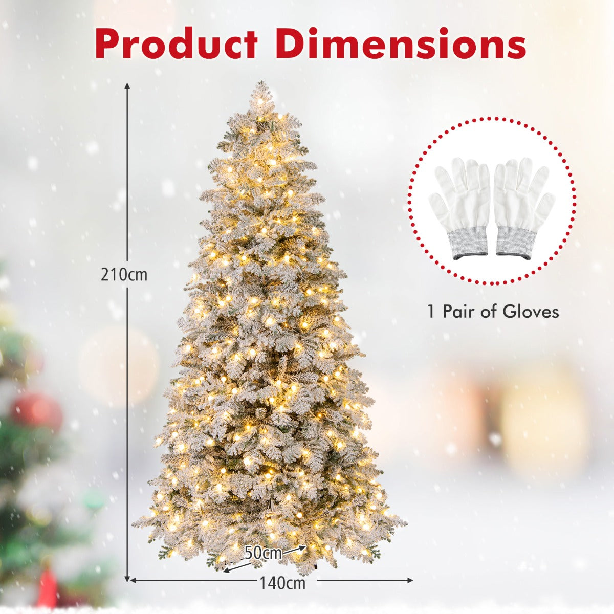 LIVSK Kunstmatige Kerstboom - Voorgemonteerd met 806 Takken - 320 LED's met 8 Lichtmodi - Opvouwbaar - 210 cm - Groen en wit