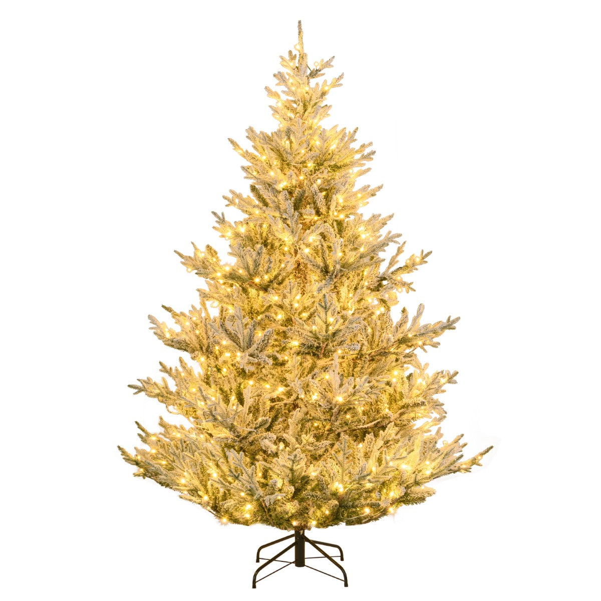 LIVSK Voorverlichte Kunstkerstboom - Sneeuw Effect - 210 cm Hoog - 450 LED-lampjes - Eenvoudige Montage - Groen