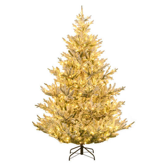 LIVSK Voorverlichte Kunstkerstboom - Sneeuw Effect - 210 cm Hoog - 450 LED-lampjes - Eenvoudige Montage - Groen