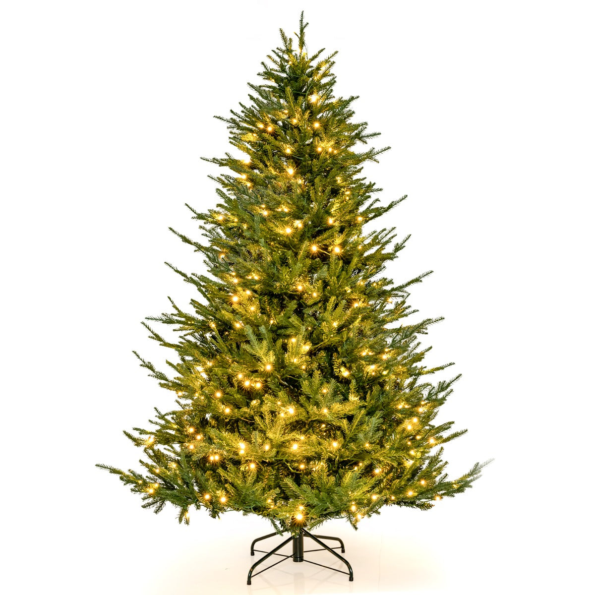 LIVSK Kunstmatige Kerstboom 213 cm - 1130 Takpunten - 380 Warmwitte LED-lampen - 8 Verlichtingsmodi - Vlamvertragend - Groen