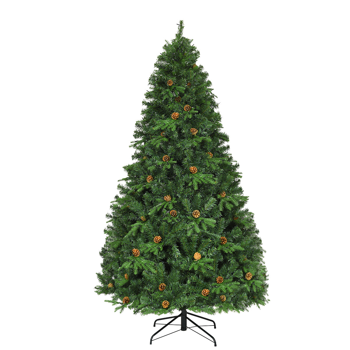 LIVSK Decoratieve Kunstkerstboom 210 cm - 460 Warm Witte LED-lampjes - 61 Dennenappels - Eenvoudige Montage - Metalen Standaard -