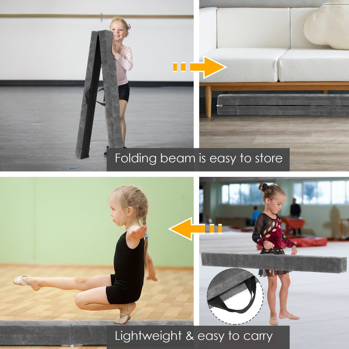 LIVSK Opvouwbare Gymnastische Evenwichtsbalk - Antislip en Duurzaam - Massief Houten Basis - Voor Beginners en Professionals -
