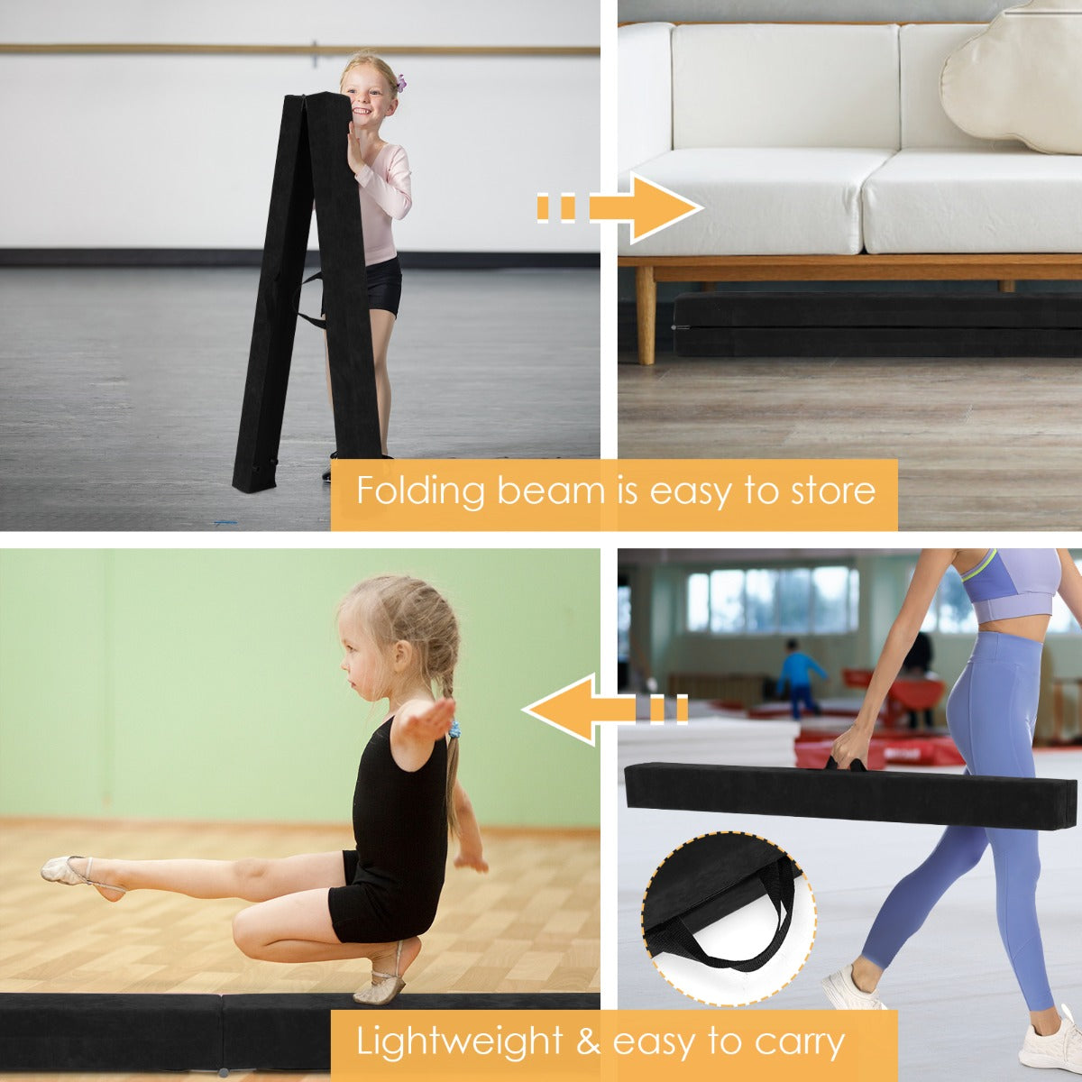 LIVSK Opvouwbare Gymnastische Evenwichtsbalk - Antislip en Duurzaam - Geschikt voor Beginners en Professionals - 210 x 10 x 8 cm