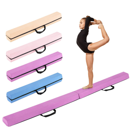 LIVSK Opvouwbare Gymnastiekbalk - EVA-schuim met Suède Hoes - Antislip en Draagbaar - Voor Jongeren - 210 x 15 x 7 cm -
