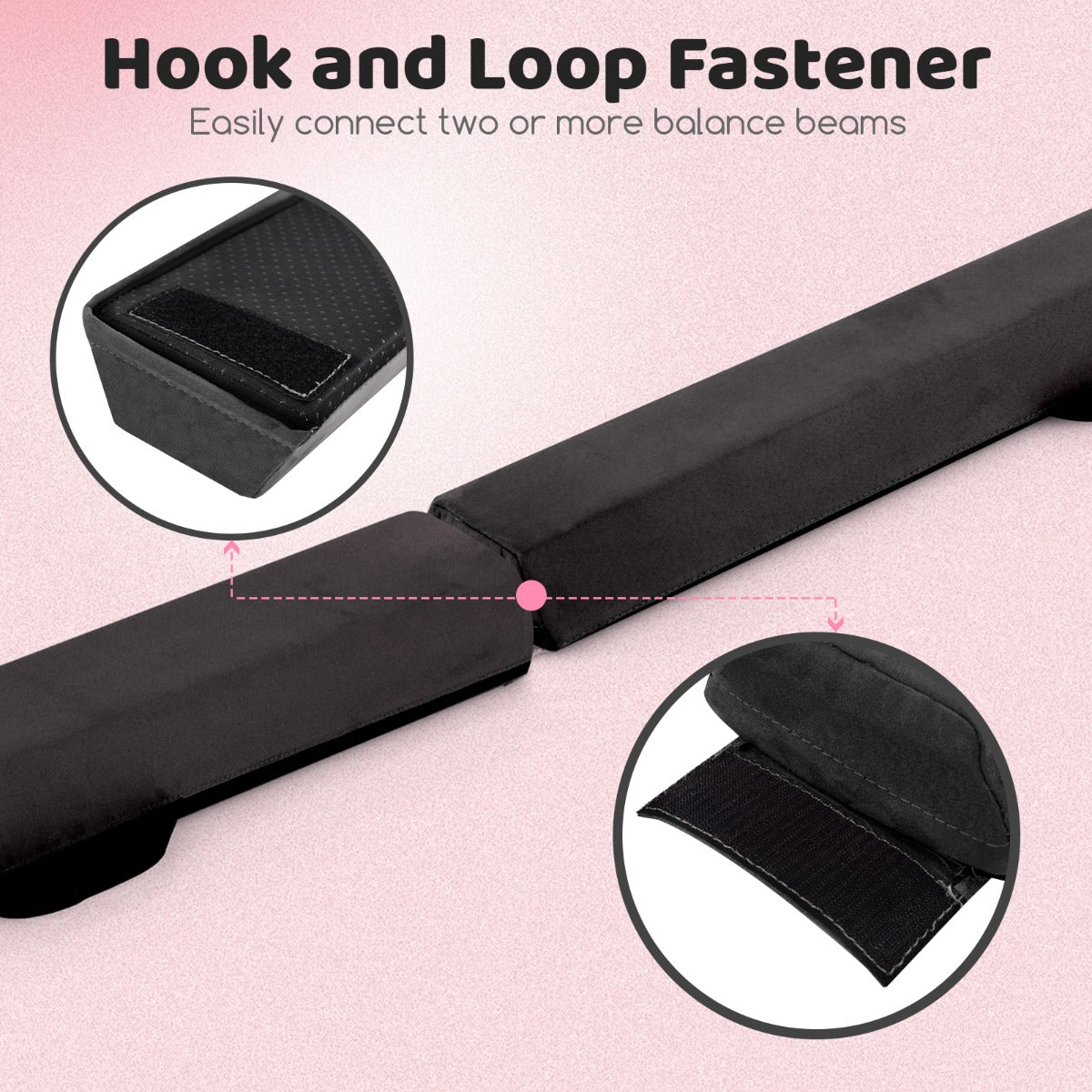 Livsk costway 210 cm opvouwbare gymnastiekbalk met antislipoppervlak zwart 3