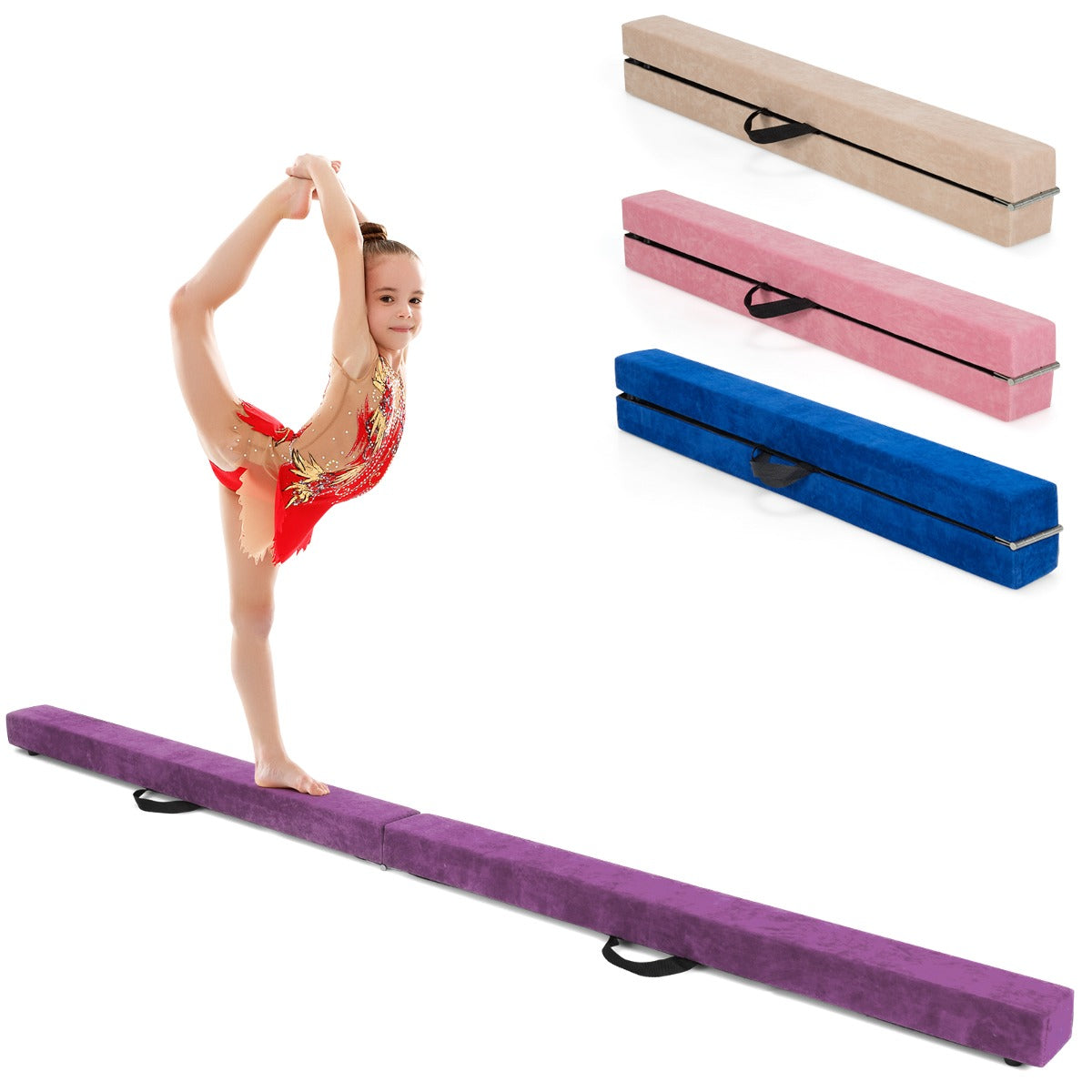 LIVSK Opvouwbare Evenwichtsbalk Gymnastiek - Schuimgepolsterd - Stevige Houten Basis - Antislip - Voor Beginners en Gevorderden -