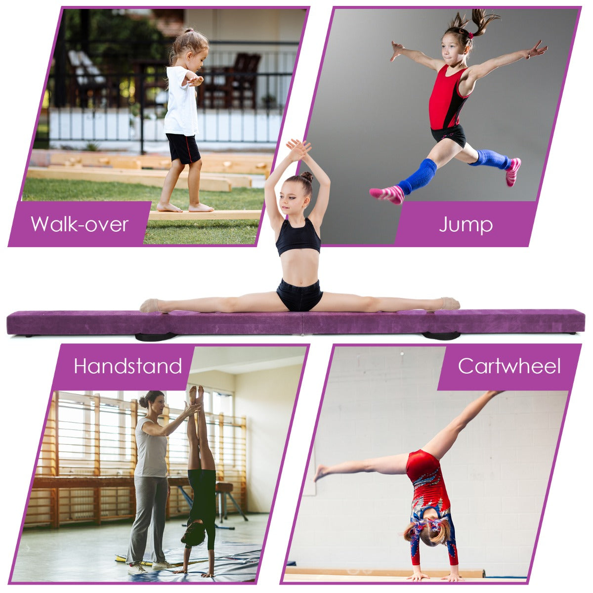 LIVSK Opvouwbare Evenwichtsbalk Gymnastiek - Schuimgepolsterd - Stevige Houten Basis - Antislip - Voor Beginners en Gevorderden -